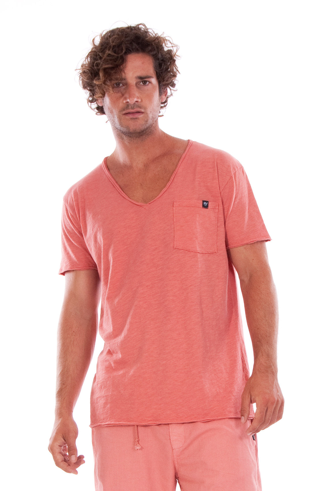RAVENS VIEW IBIZA Herren vegan T-Shirt V-Ausschnitt Wild Pocket Clay