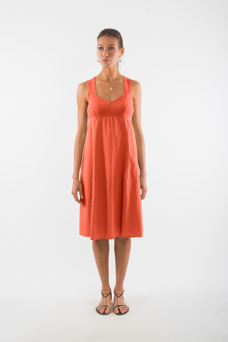Image of RAVENS VIEW IBIZA dames vegan Jurk Anouk Terracotta Oranje