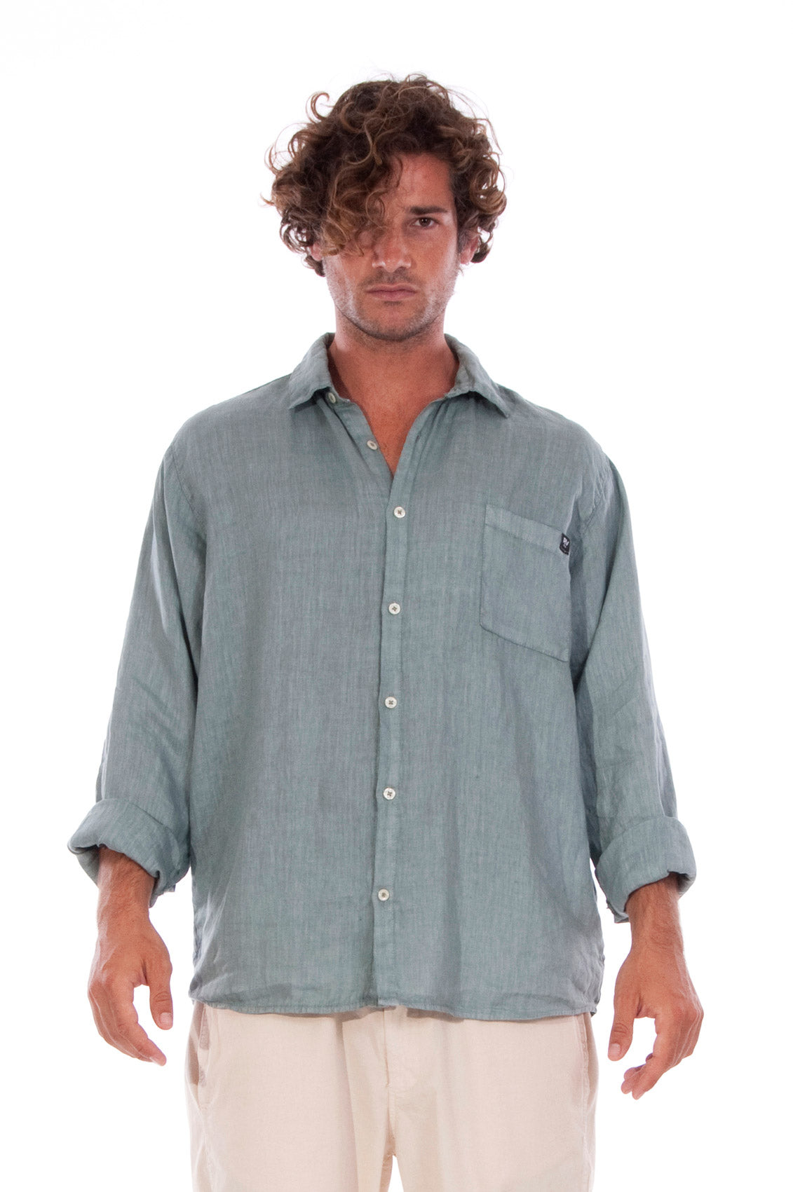 RAVENS VIEW IBIZA Herren vegan Hemd Lennon Chinois Grün