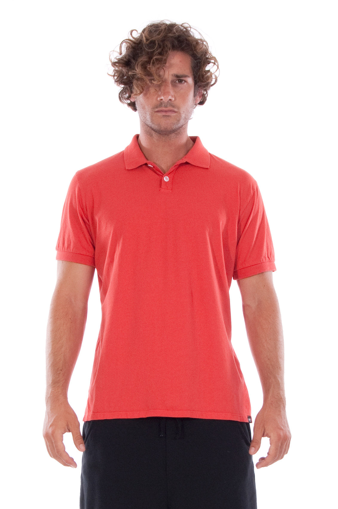 Image of RAVENS VIEW IBIZA mannen vegan Polo T-Shirt Candy Rood