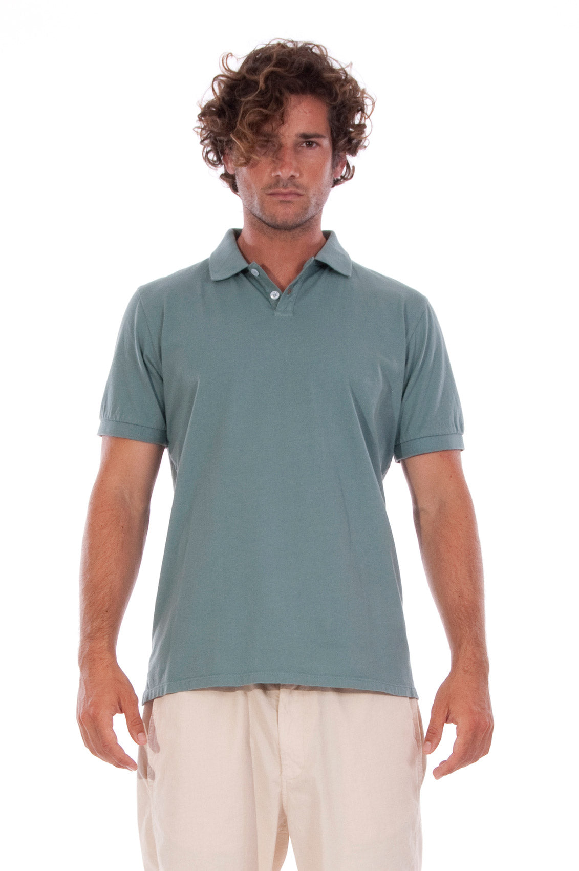 Image of RAVENS VIEW IBIZA mannen vegan Polo T-Shirt Chinois Groen