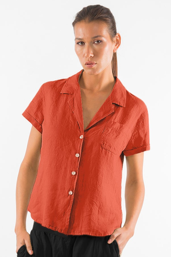 Image of RAVENS VIEW IBIZA dames vegan Shirt Elly Terracotta Oranje