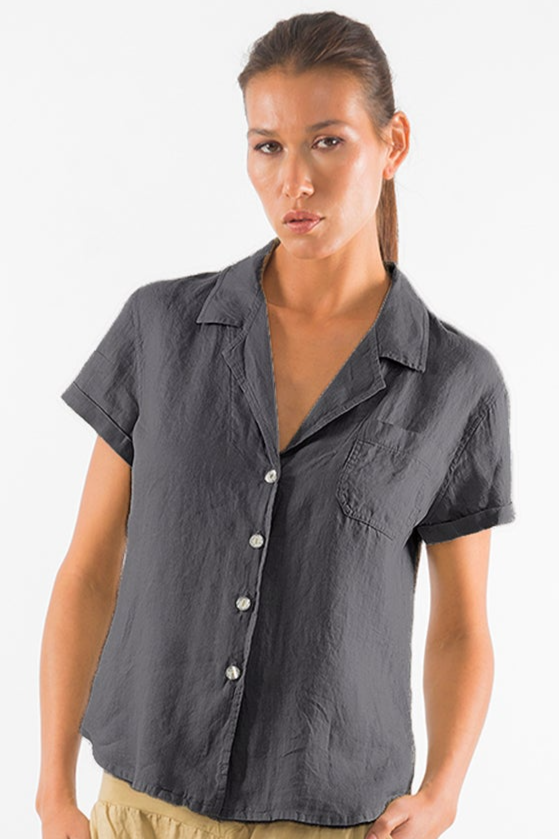 RAVENS VIEW IBIZA Damen vegan Hemd Elly Lava Blau