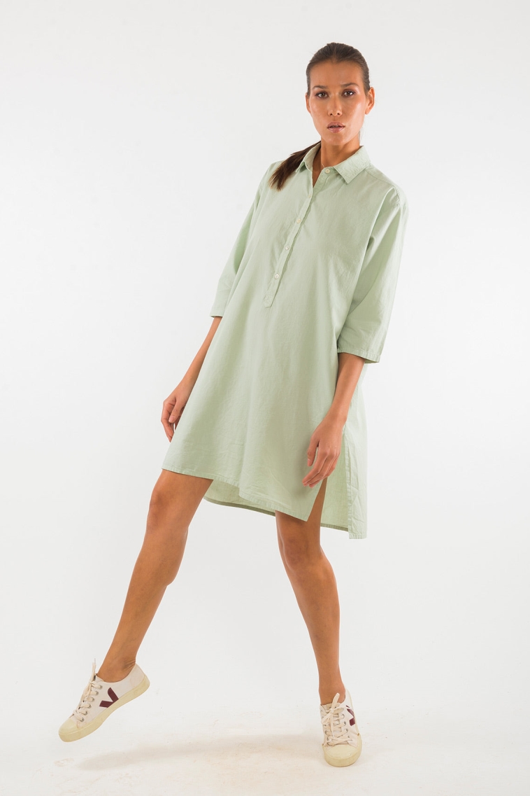 Image of RAVENS VIEW IBIZA dames vegan Shirtjurk Isla Light Aloe Groen