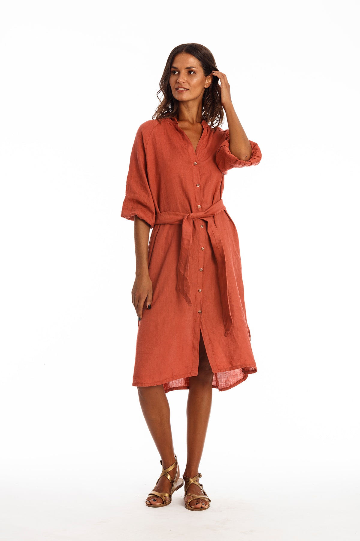 Image of RAVENS VIEW IBIZA dames vegan Shirtjurk Mei Earth Rood