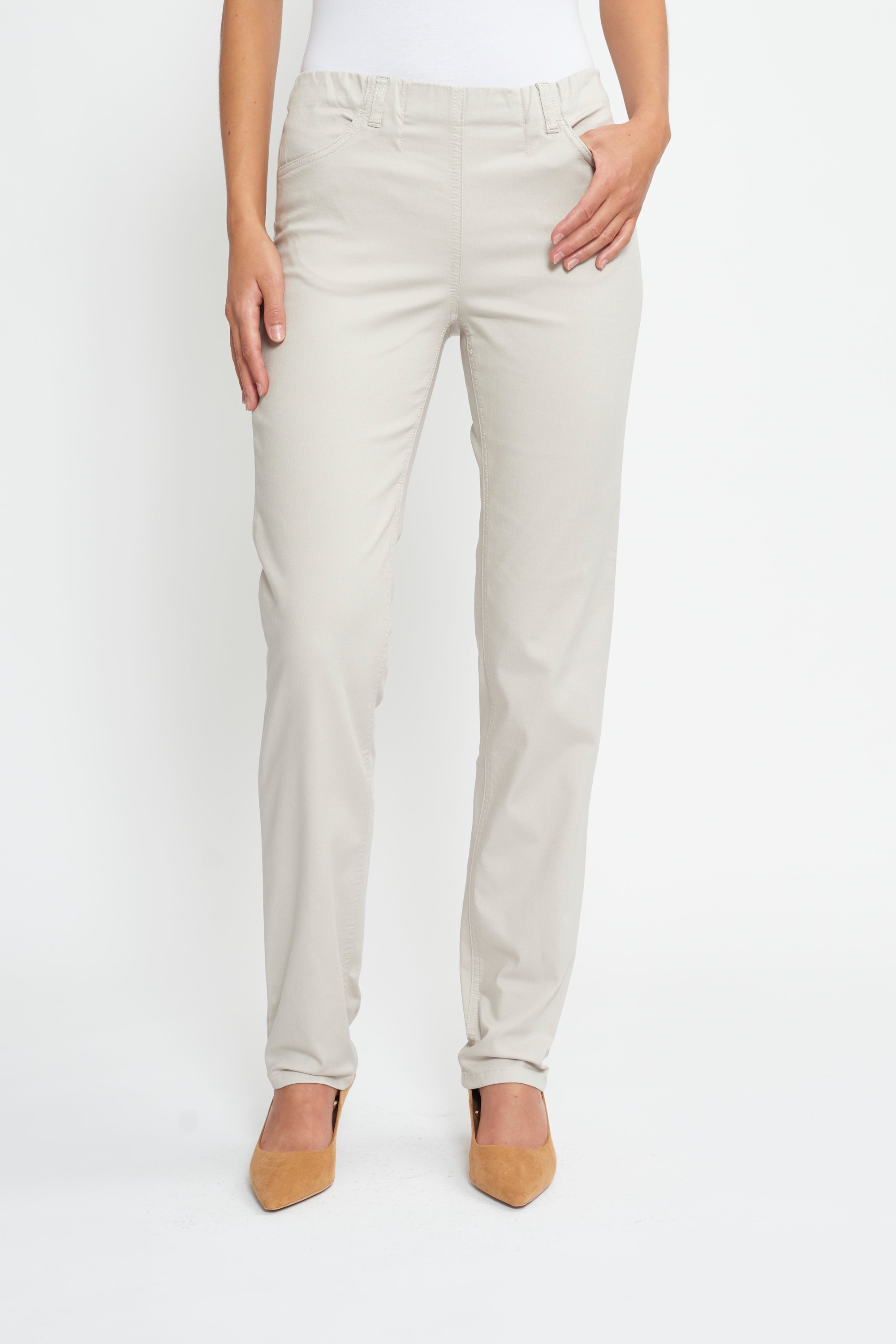 LAURIE Damen vegan Hose Kelly Regular Ml Grau Sand
