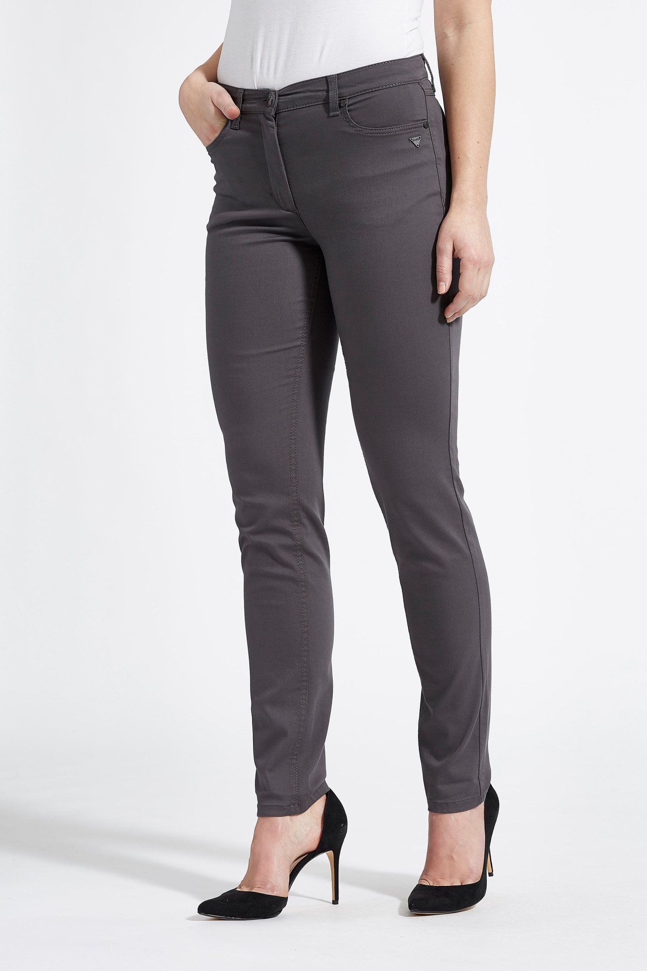 LAURIE Damen vegan Jeans Laura Slim Ml Anthrazitgrau