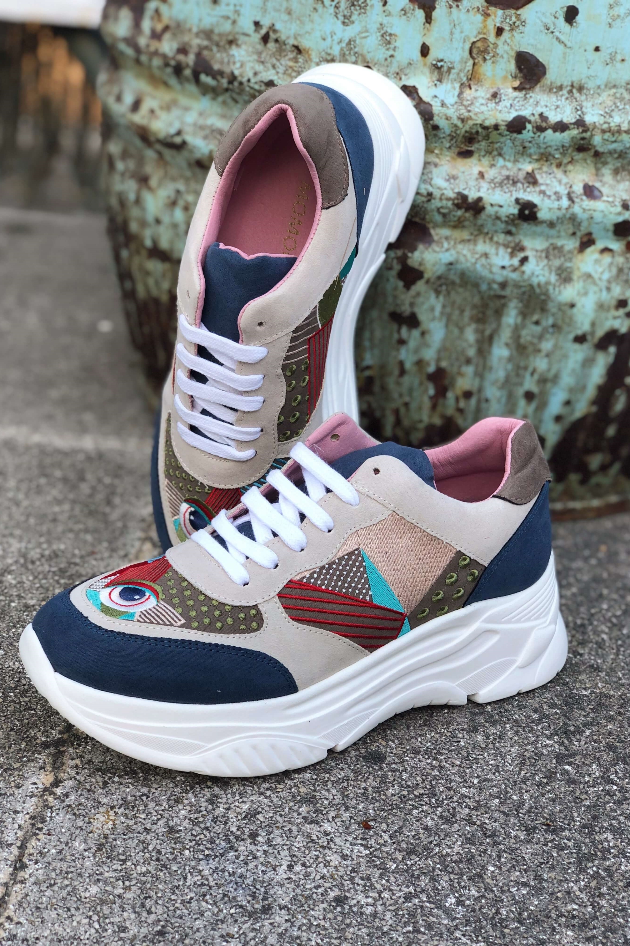 Momoc Damen vegan Urban Sneakers Romeo Blau V.2.