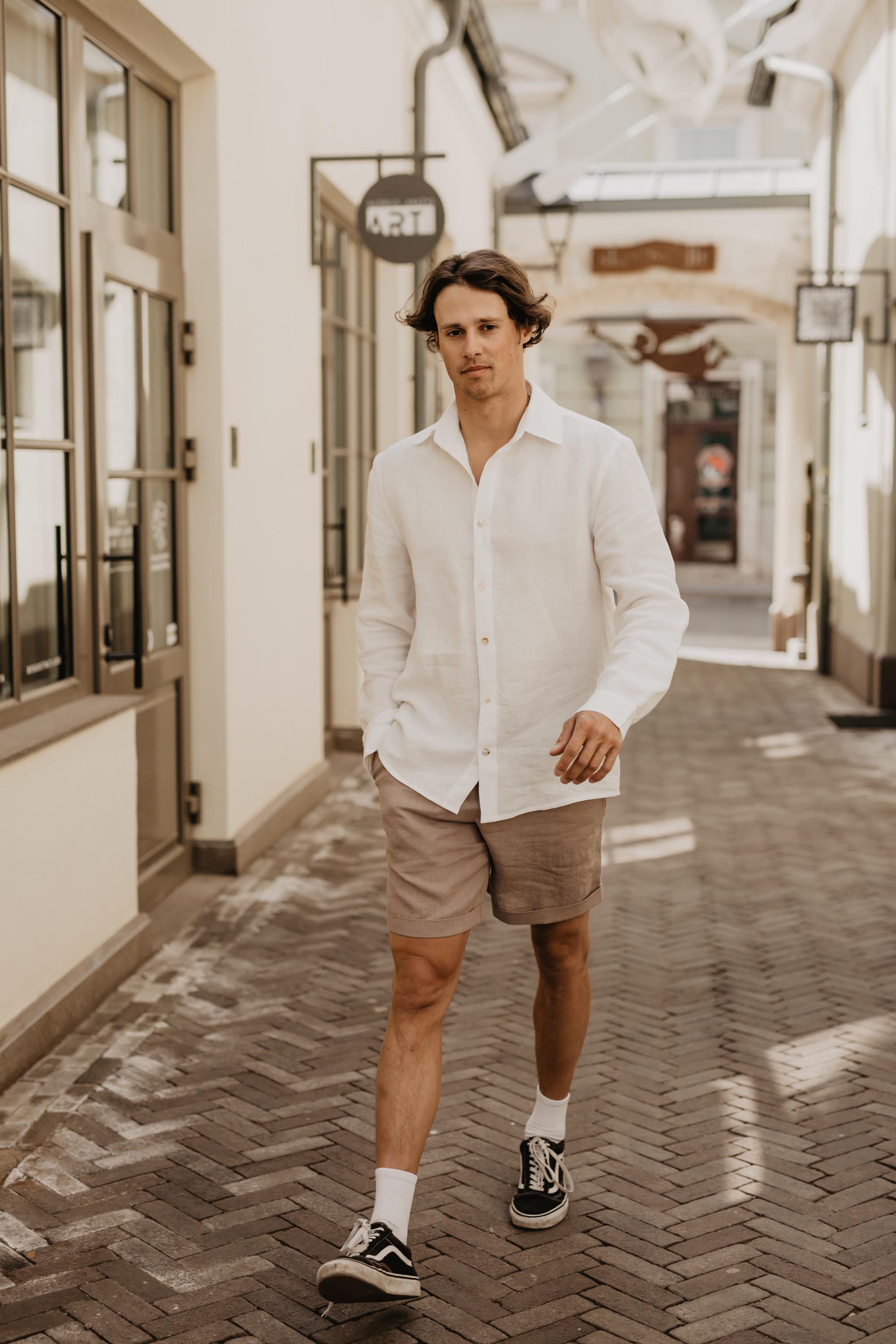 AmourLinen Linen Shorts Ares White