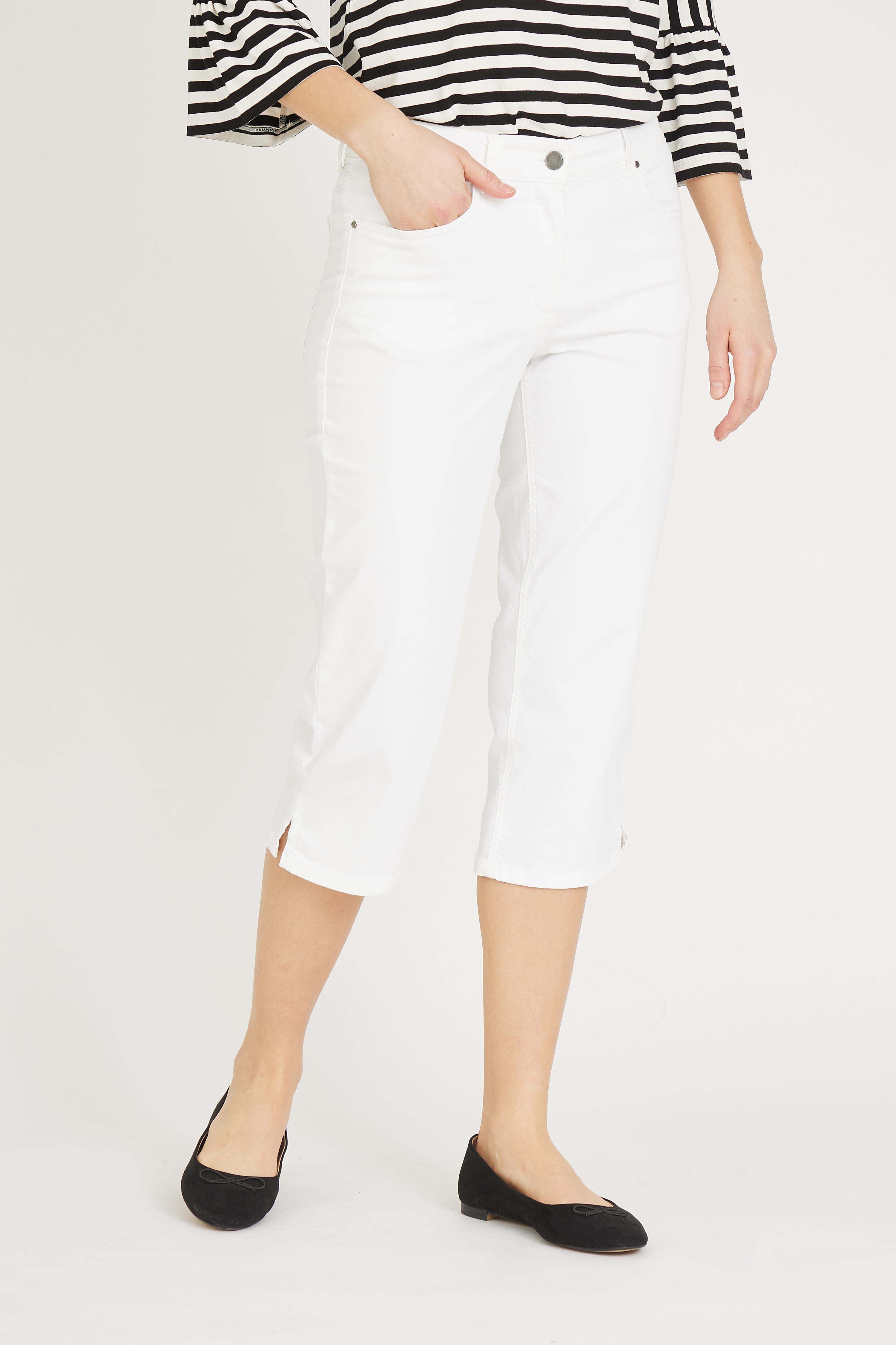 LAURIE Damen vegan Hose Charlotte Regular Capri Ml WeiÃŸ