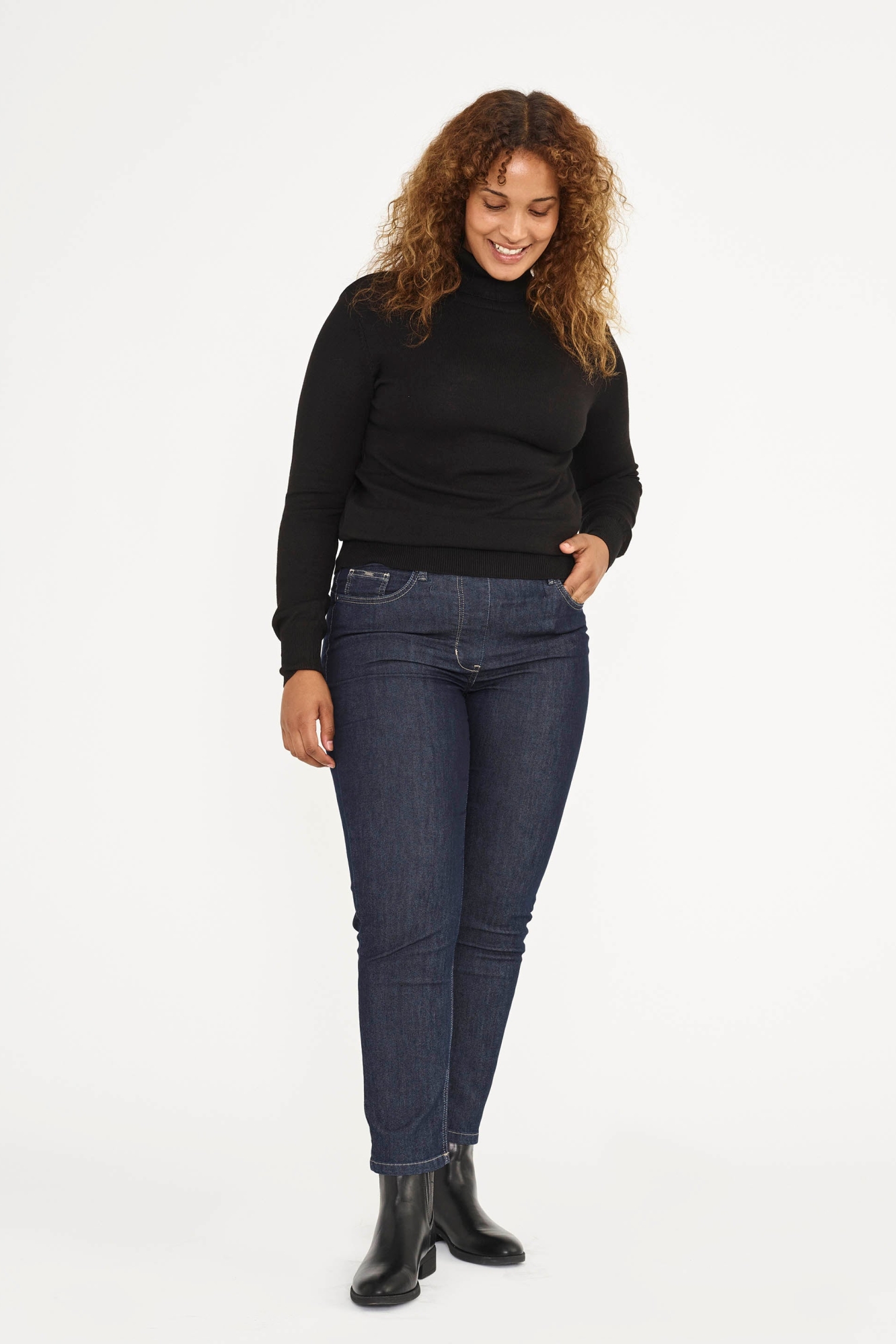 LAURIE Damen vegan Jeans Hannah Regular Xsl Dunkelblau Denim
