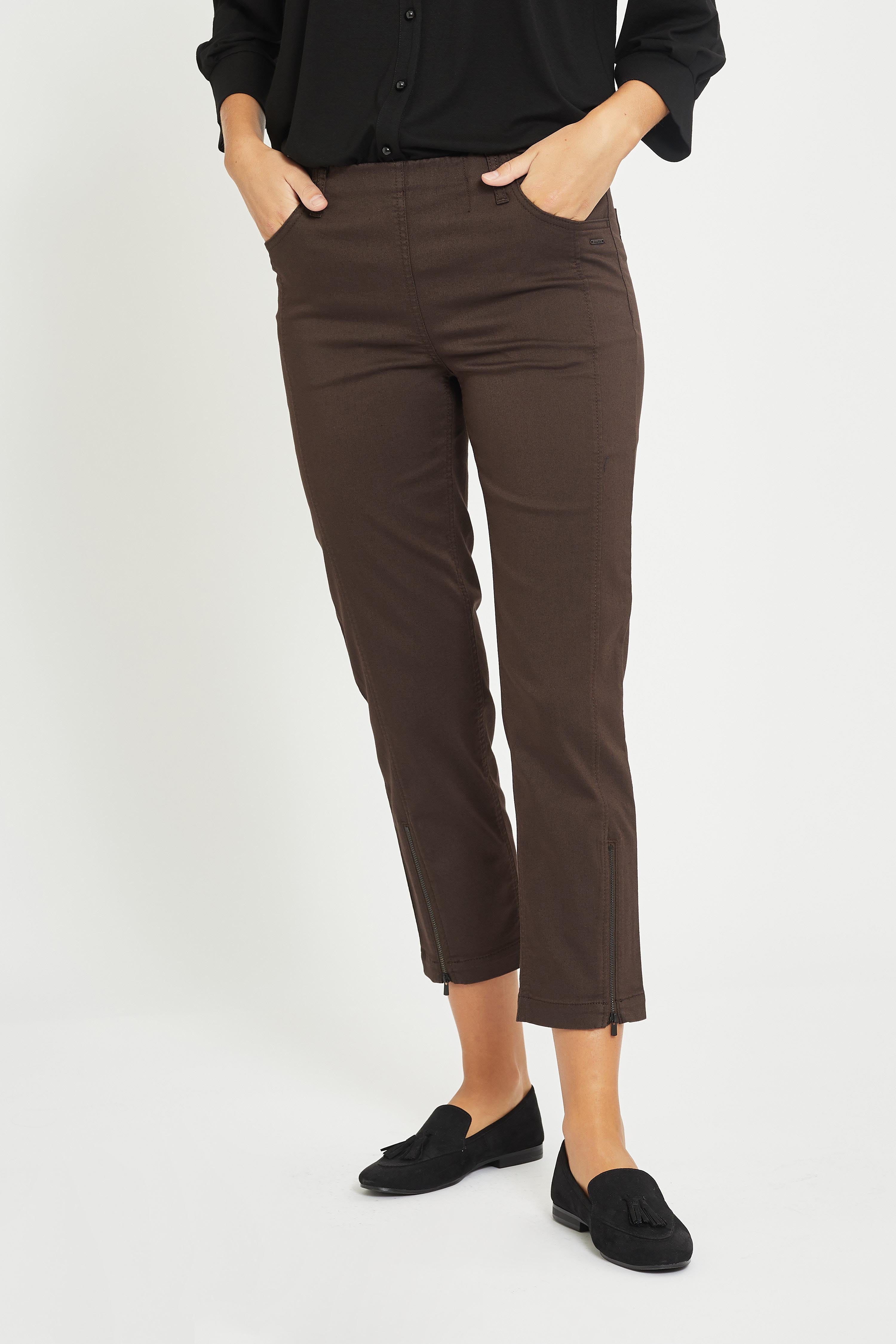 LAURIE Damen vegan Hose Piper Regular Crop Warm Brown