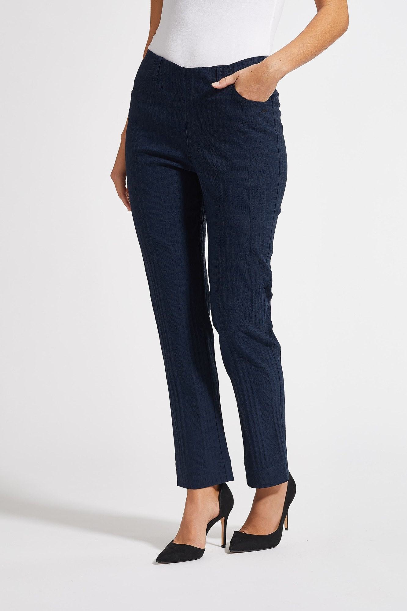 LAURIE Damen vegan Hose Kelly Regular Sl Navy Check