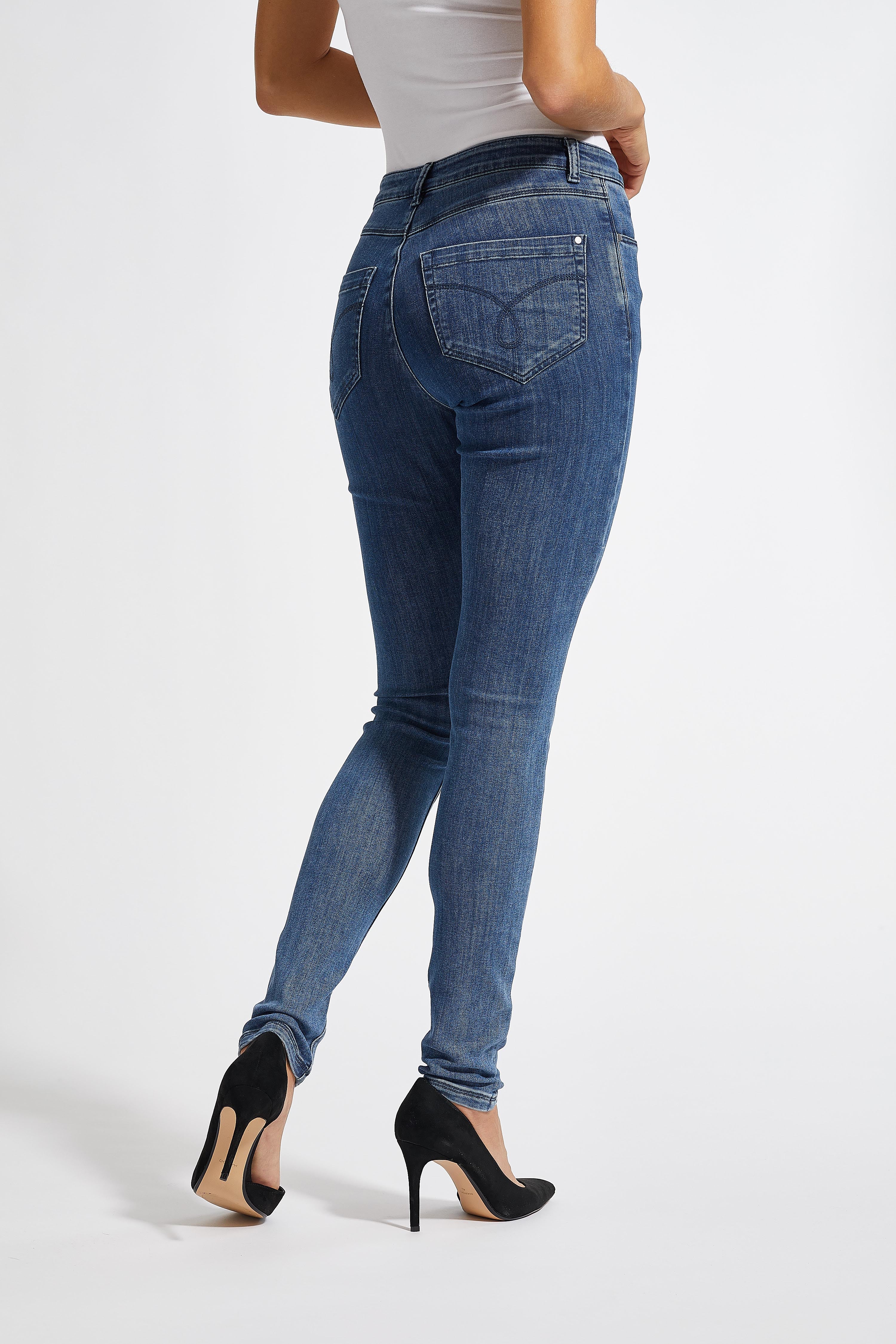 LAURIE Damen vegan Skinny Jeans Olivia Ml Medium Blue Denim
