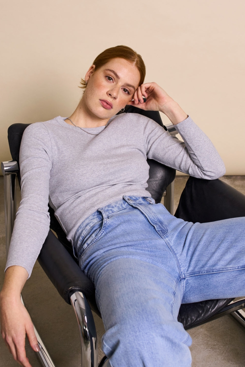 JAN N JUNE JAN 'N JUNE Damen vegan T-Shirt Longsleeve Muri Hellgrau