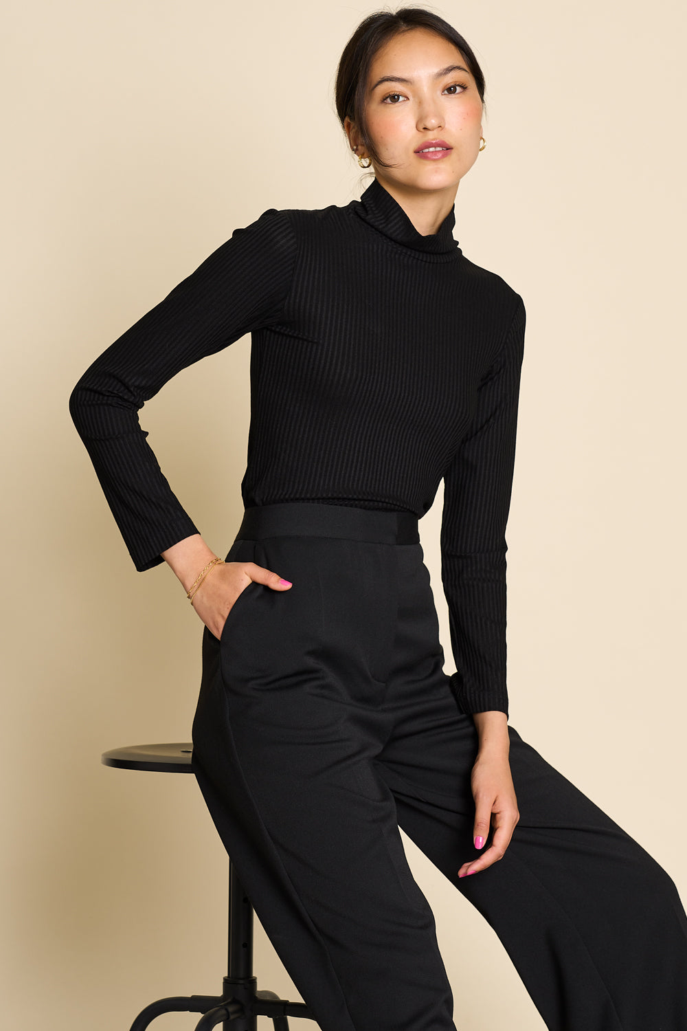 Image of JAN 'N JUNE dames vegan Coltrui Mio Rib Zwart