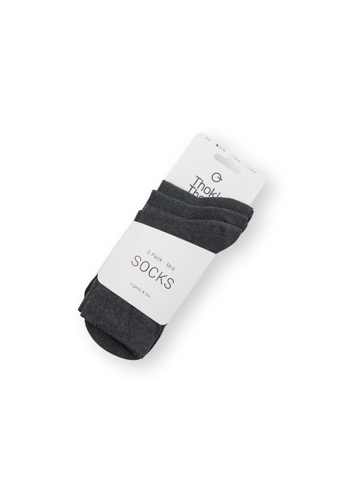ThokkThokk womens vegan Mid Socks 3 Pack Anthracite Melange Grey