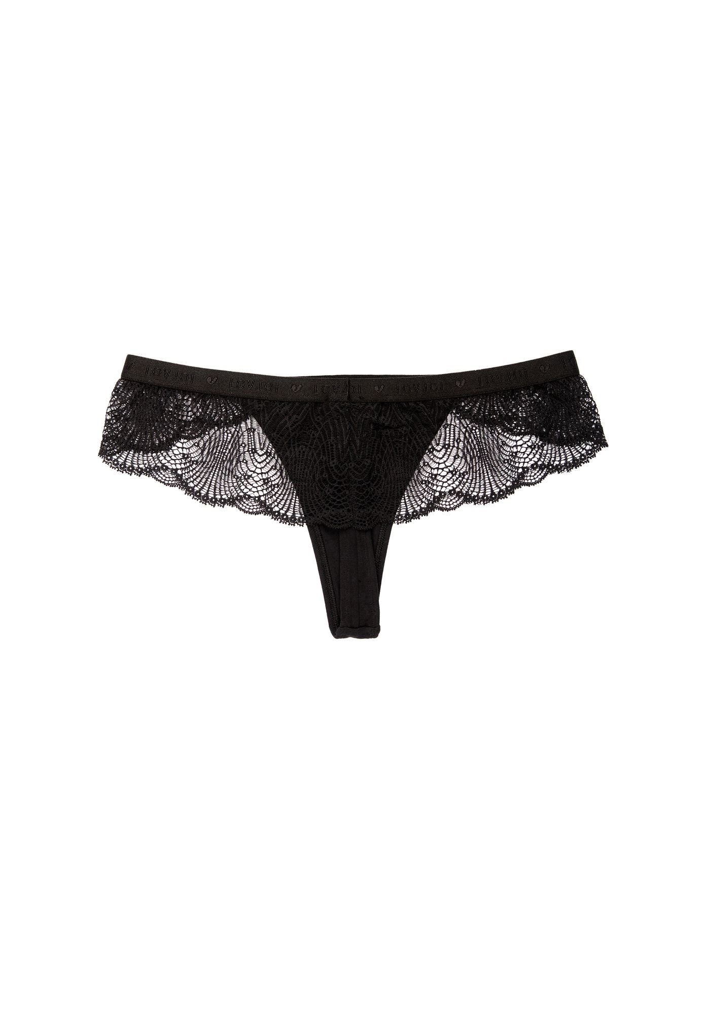 LOVJOI womens vegan Thongs Luminous Moss Black