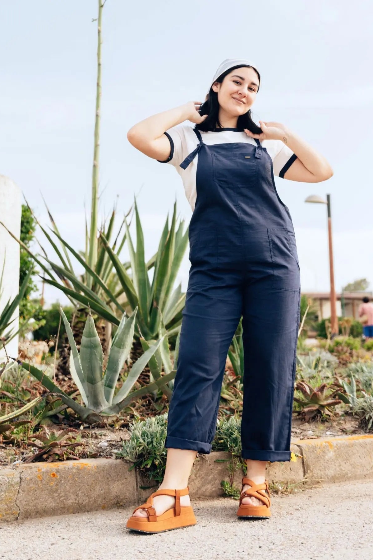 Clotsy Damen vegan Latzhose Mahón Blau