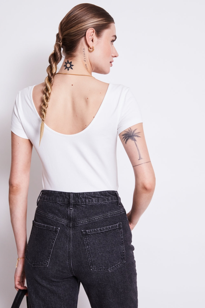 JAN N JUNE JAN 'N JUNE Damen vegan Ballerina T-Shirt Aloe WeiÃŸ