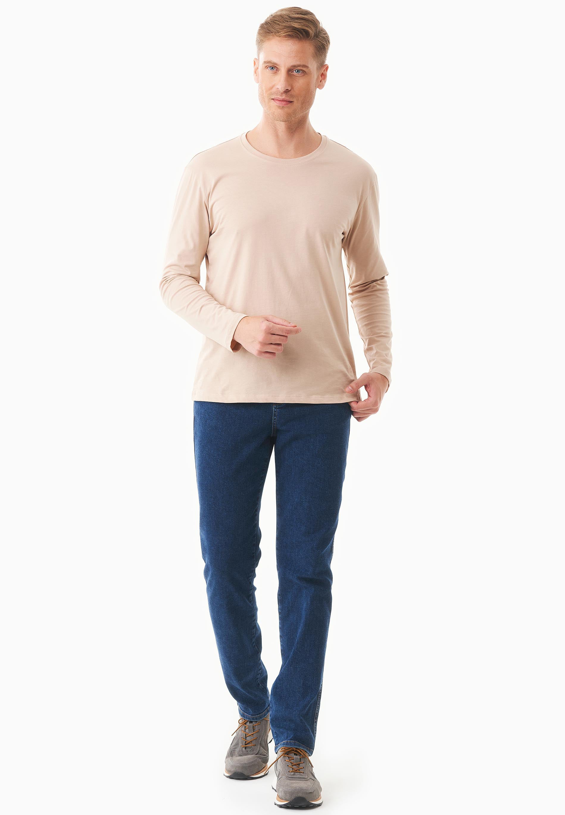 ORGANICATION men vegan Long Sleeve Shirt Organic Cotton Beige