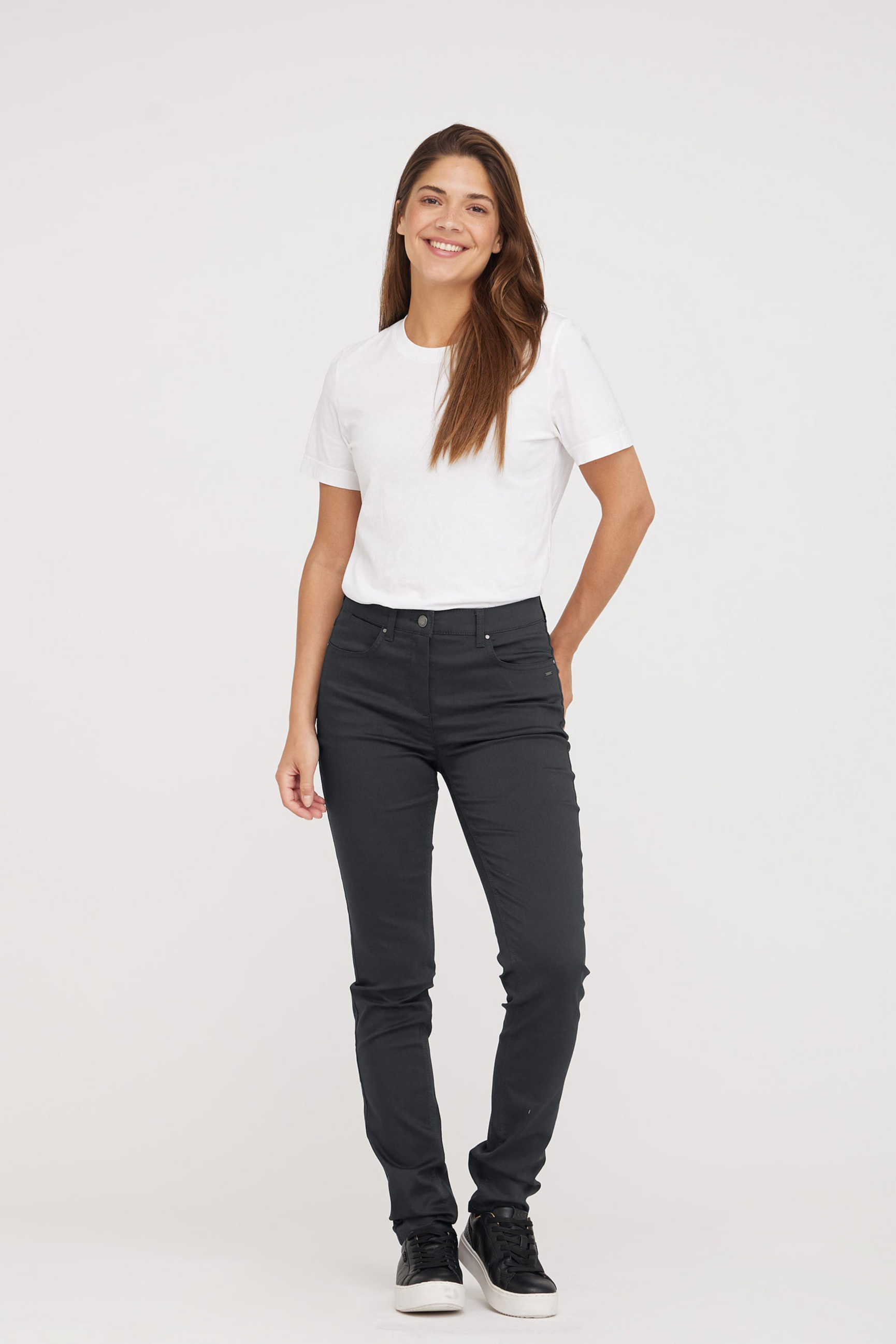 LAURIE Damen vegan Hose Laura Slim Medium Length Anthrazit