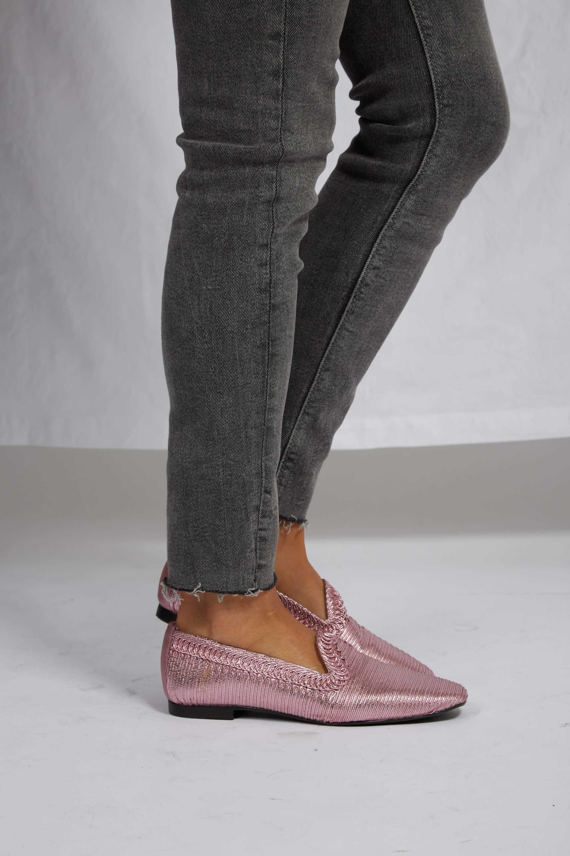 Momoc Damen vegan Loafer Ny Rosa Metallic