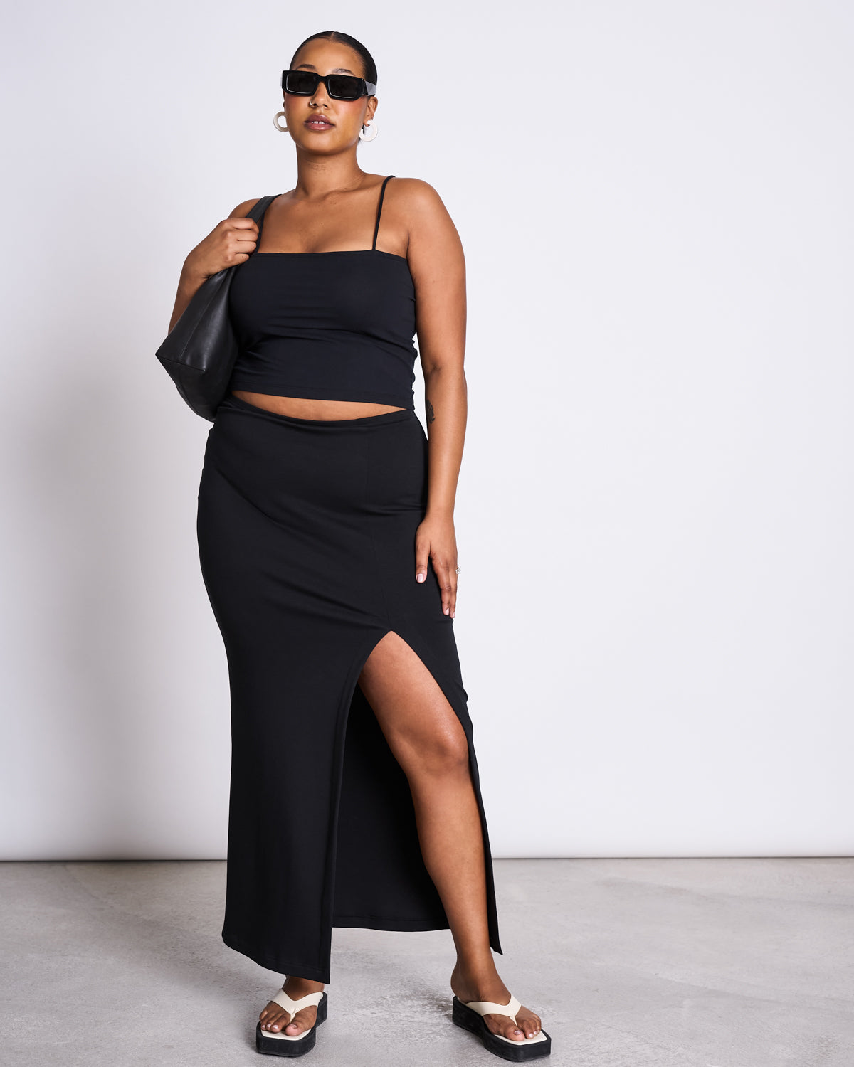 JAN 'N JUNE womens vegan Maxi Skirt Lusta Black