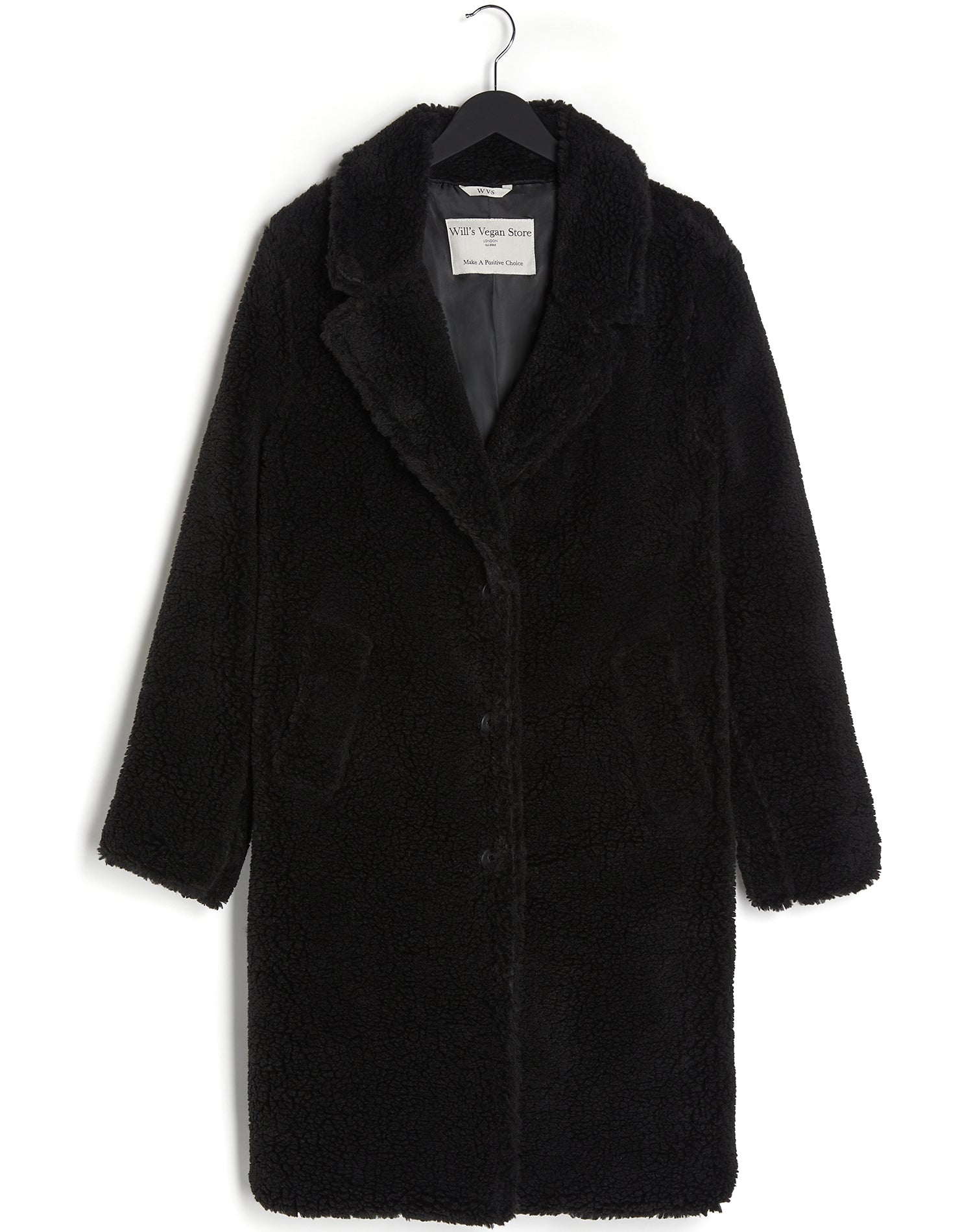 Will's Vegan Store womens vegan Coat Teddy Black