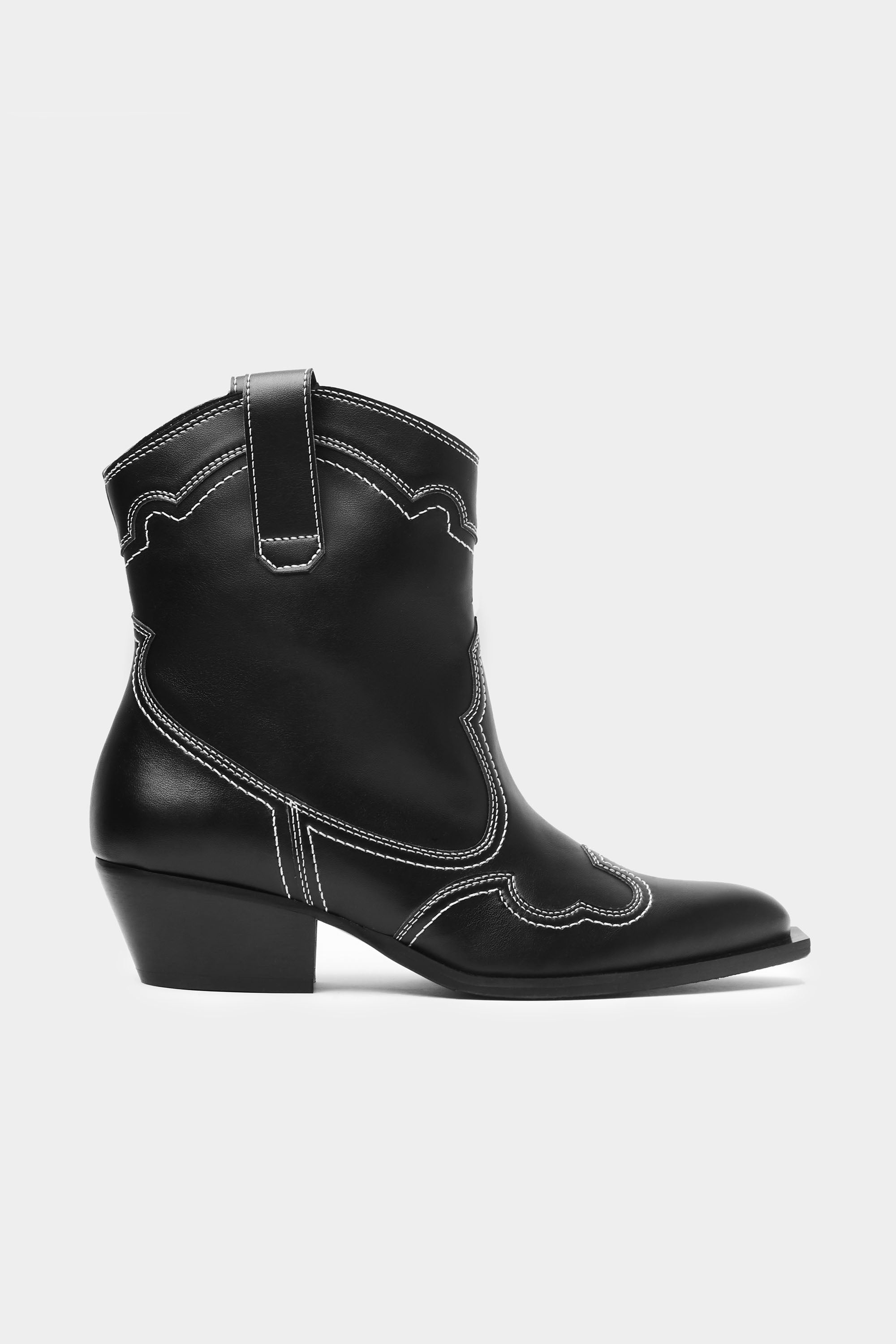 BOHEMA Damen vegan Genähte Cowboystiefel Schwarz