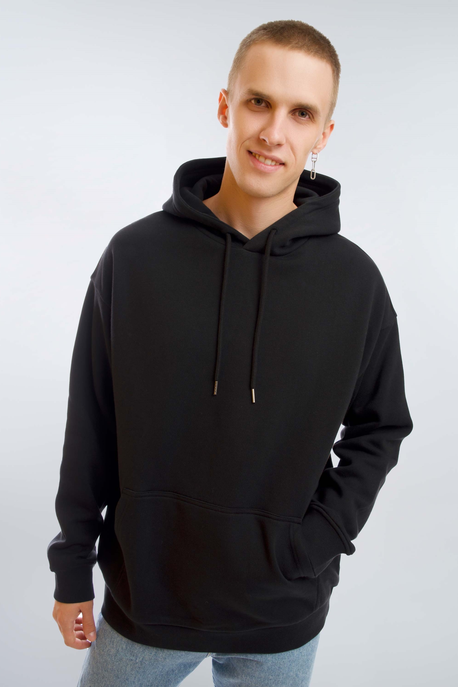 Honest Basics men vegan Heavy Hoodie Men Black