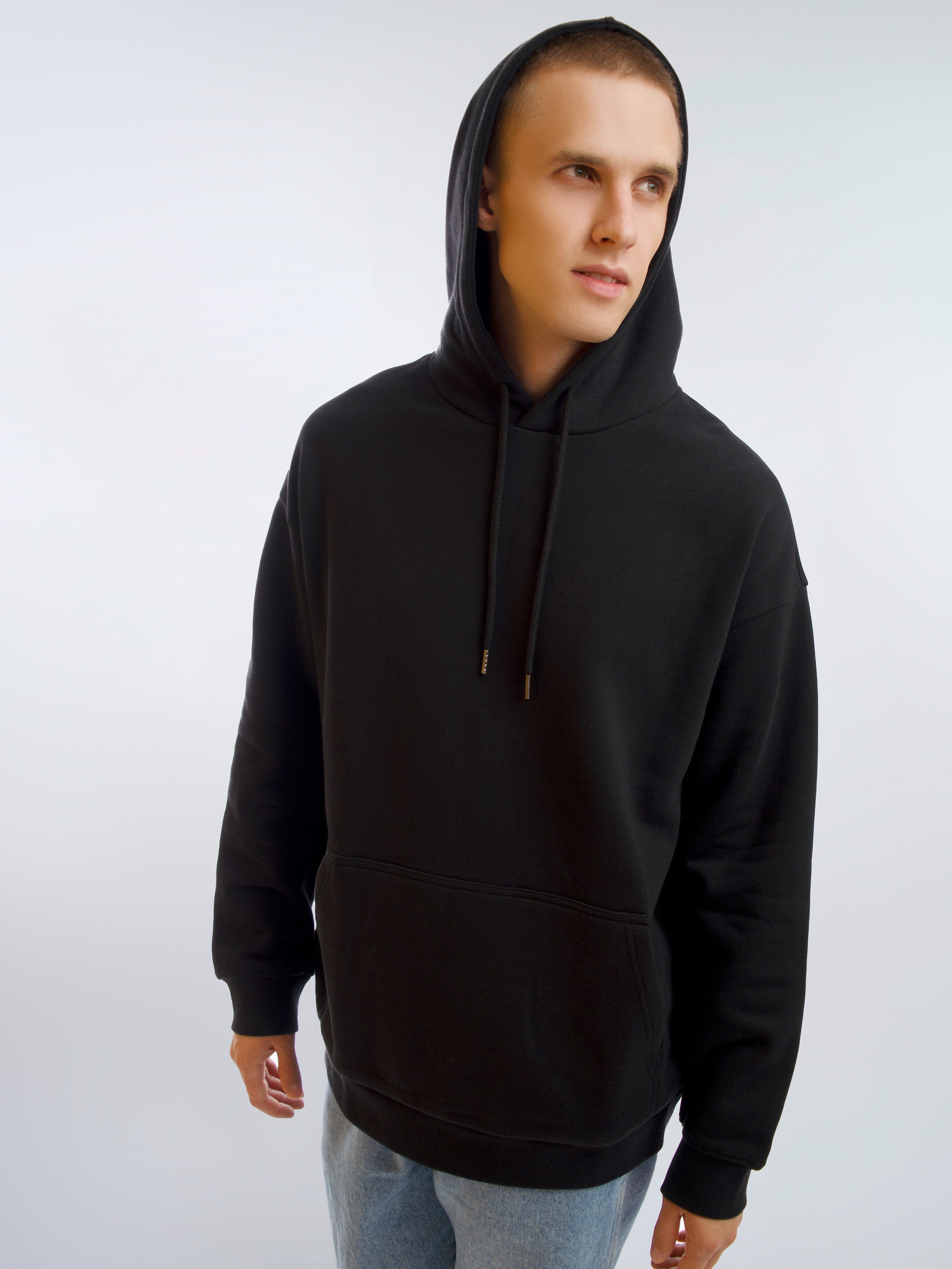 Honest Basics men vegan Heavy Hoodie Men Black