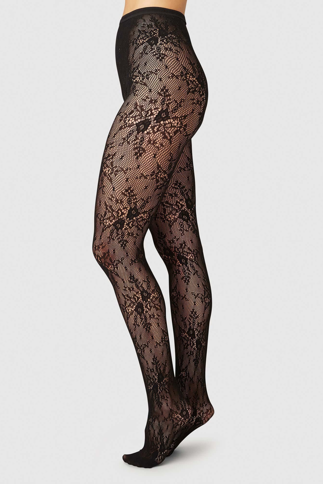 Swedish Stockings womens vegan Lace Tights Rosa Black
