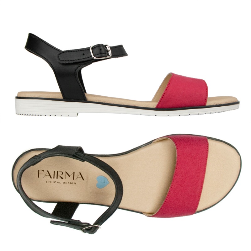 FAIRMA ETHICAL DESIGN womens vegan Sandals Maam Washpapa Black & Red