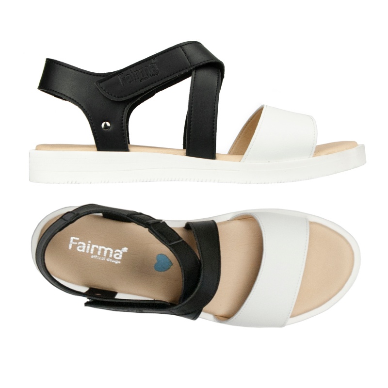 FAIRMA ETHICAL DESIGN womens vegan Sandals Mia Black & White
