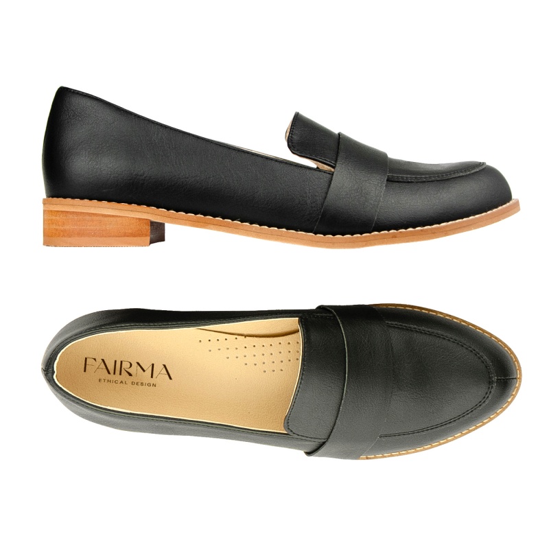 FAIRMA ETHICAL DESIGN womens vegan Loafers Mokka Black