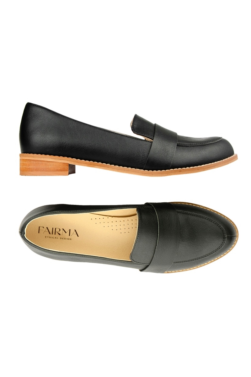 FAIRMA ETHICAL DESIGN Damen vegan Loafer Mokka Schwarz