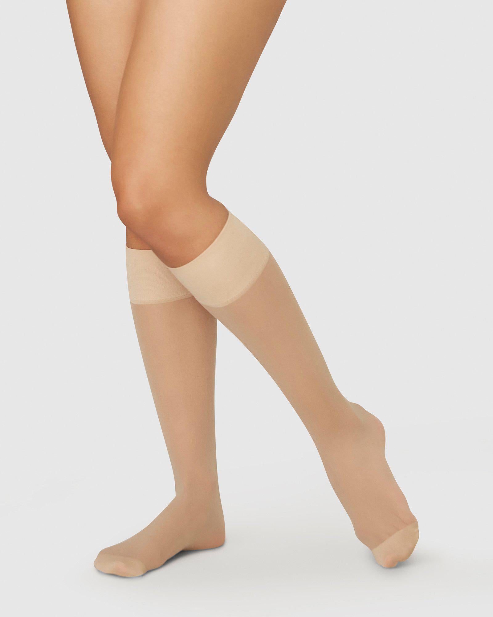 Swedish Stockings womens vegan Knee-Highs Elin Beige 2-Pack