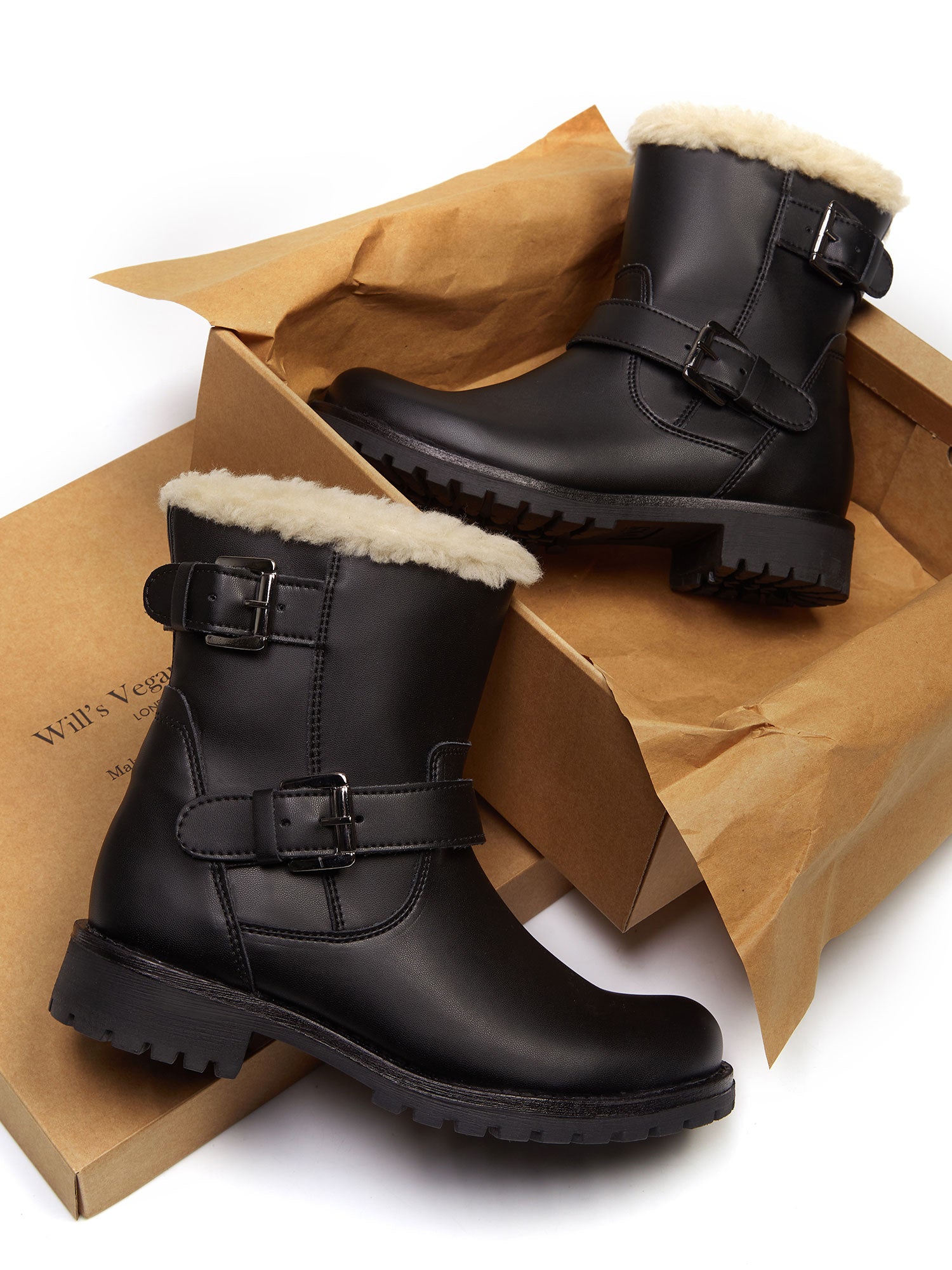 Will's Vegan Store Insulated Women's Biker Boots Black