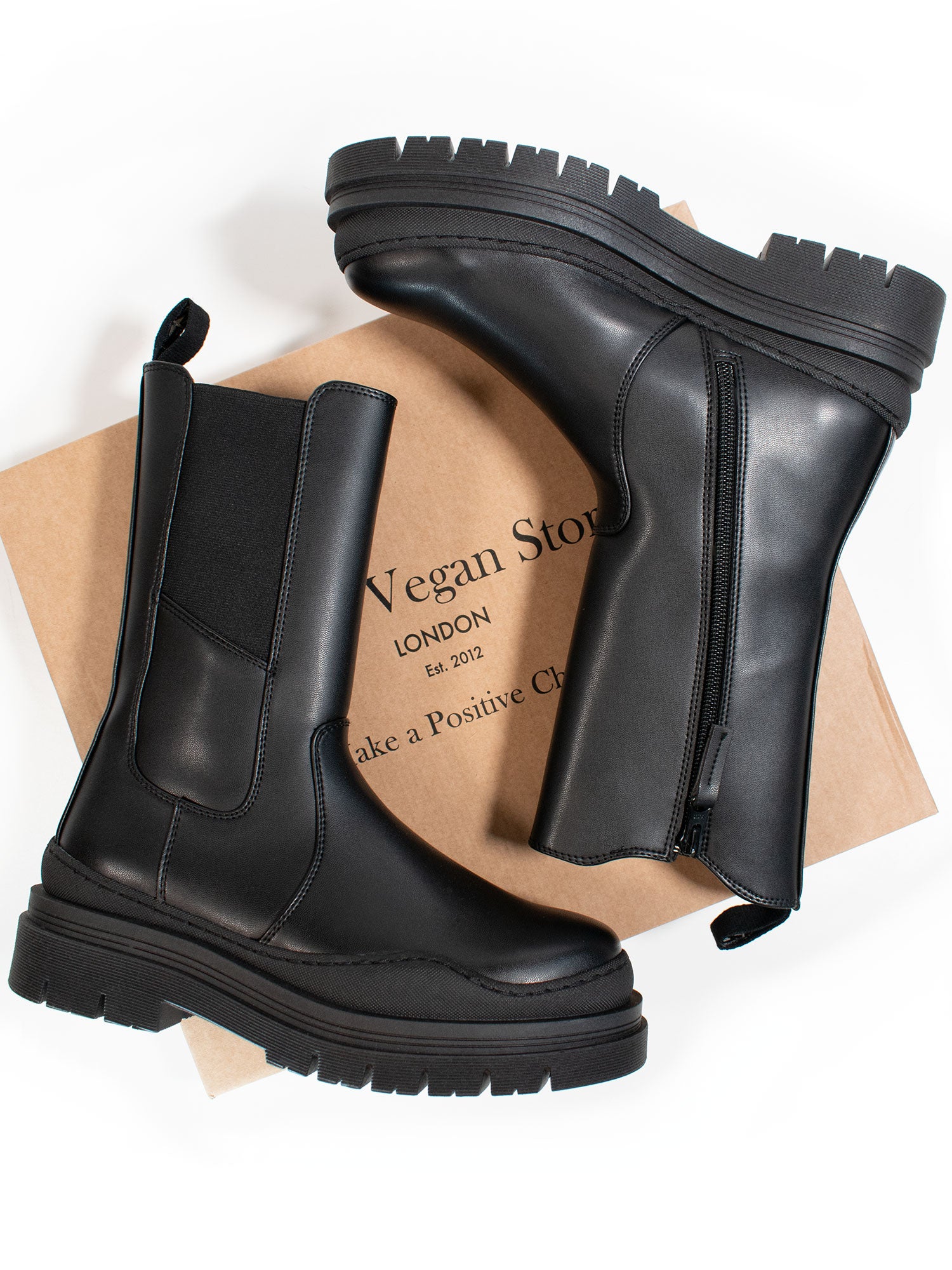 Will's Vegan Store Track Sole Chelsea Mid-Height Boots Black