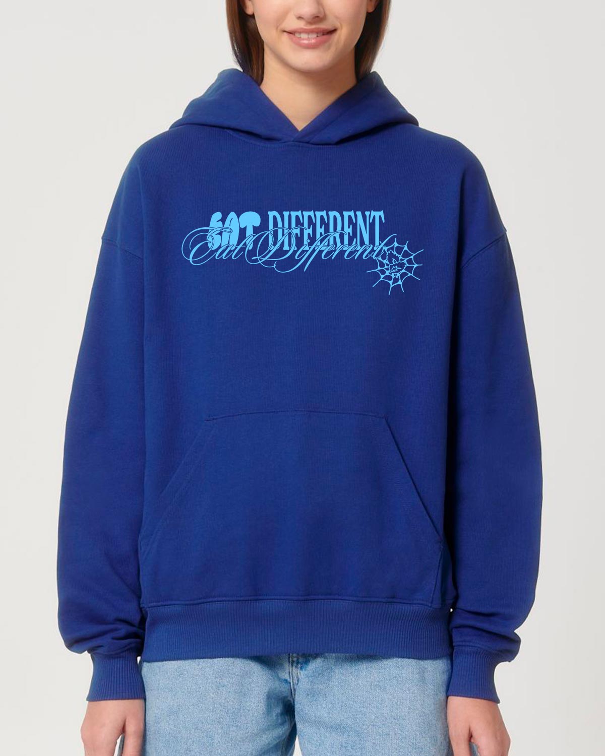 Plant Faced Clothing Hoodie Deluxe Eat Different Cobalt Blue