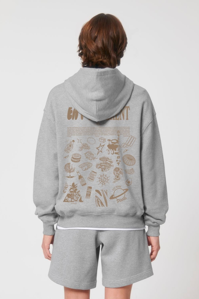 Plant Faced Clothing Damen vegan Hoodie Deluxe Eat Different Heather Grey