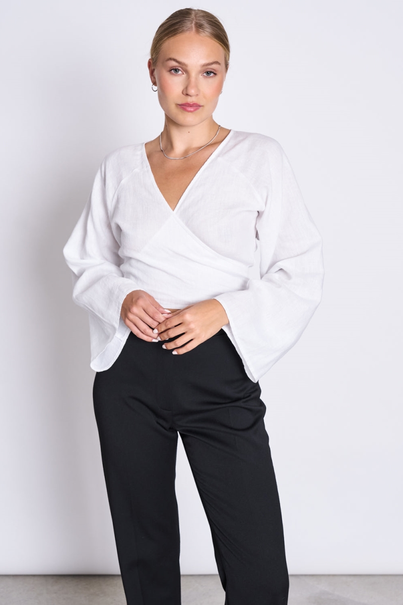 JAN 'N JUNE Damen vegan Wickelbluse Rora Weiß