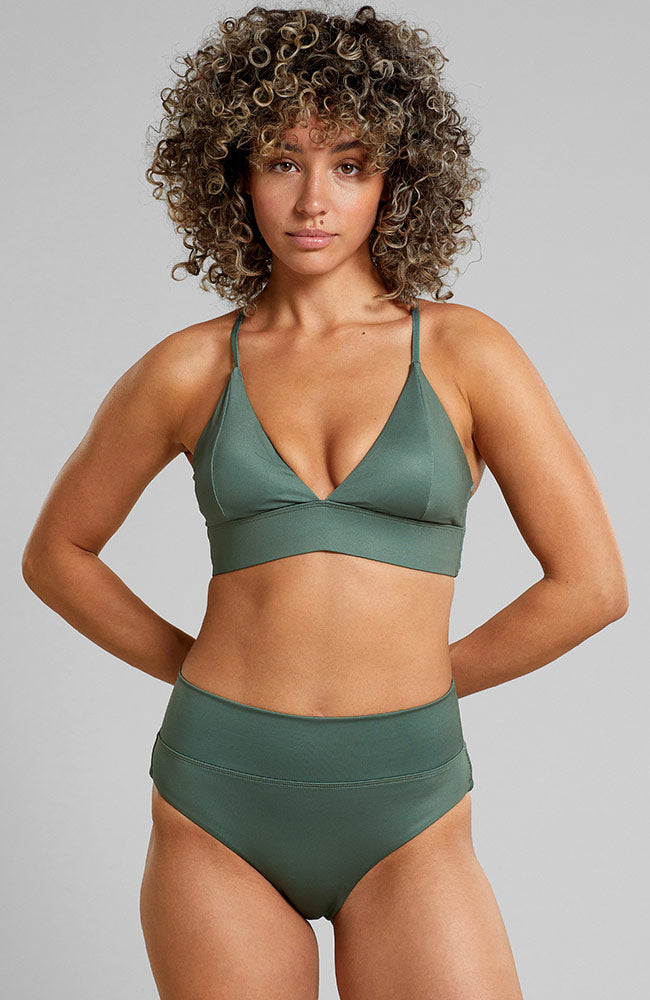 DEDICATED womens vegan Bikini Bottom High Waist Slite Leaf Green