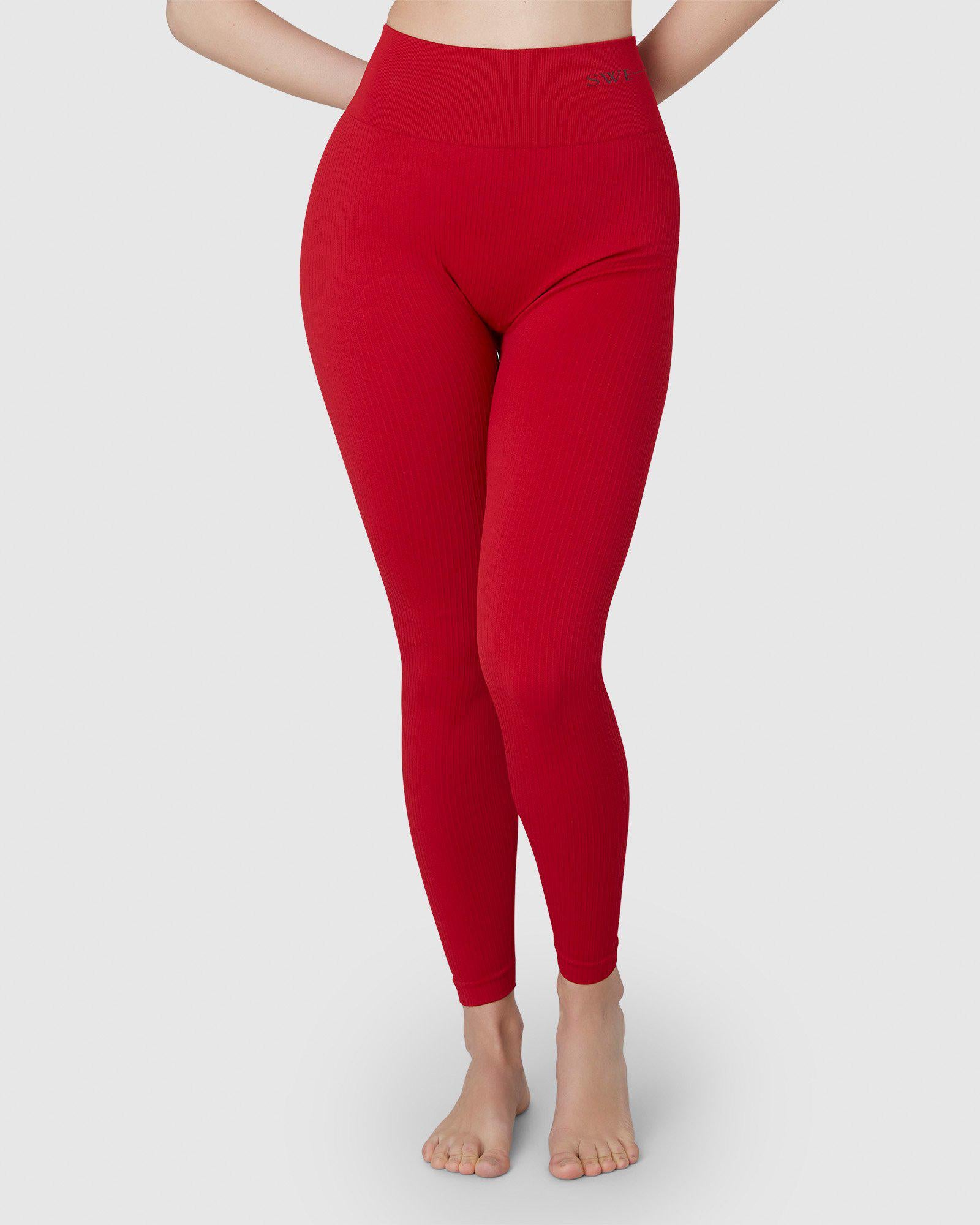 Swedish Stockings womens vegan Leggings Tyra Rib Sharp Red
