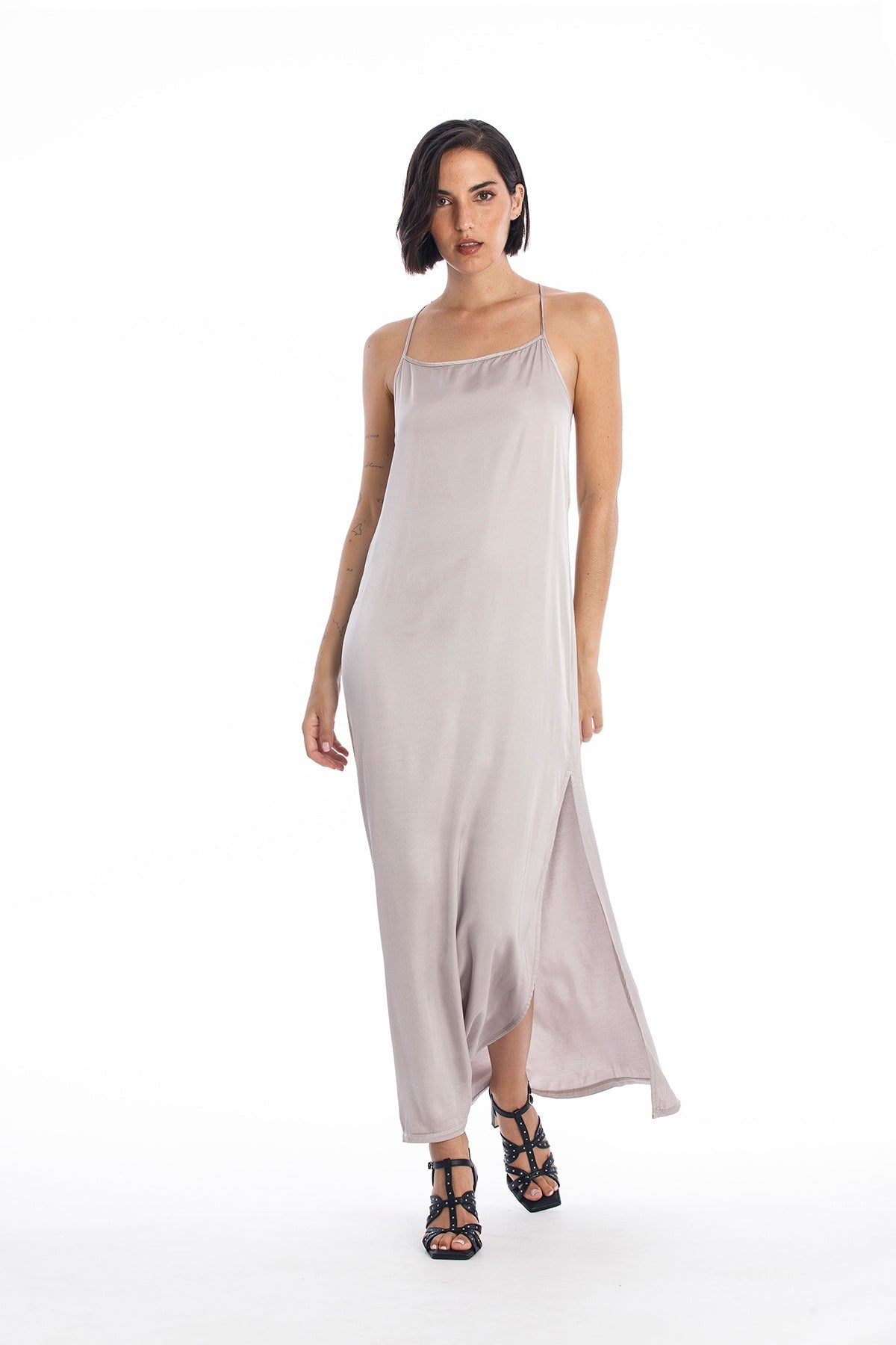 RAVENS VIEW IBIZA Damen vegan Kleid Sophia Stone Grau