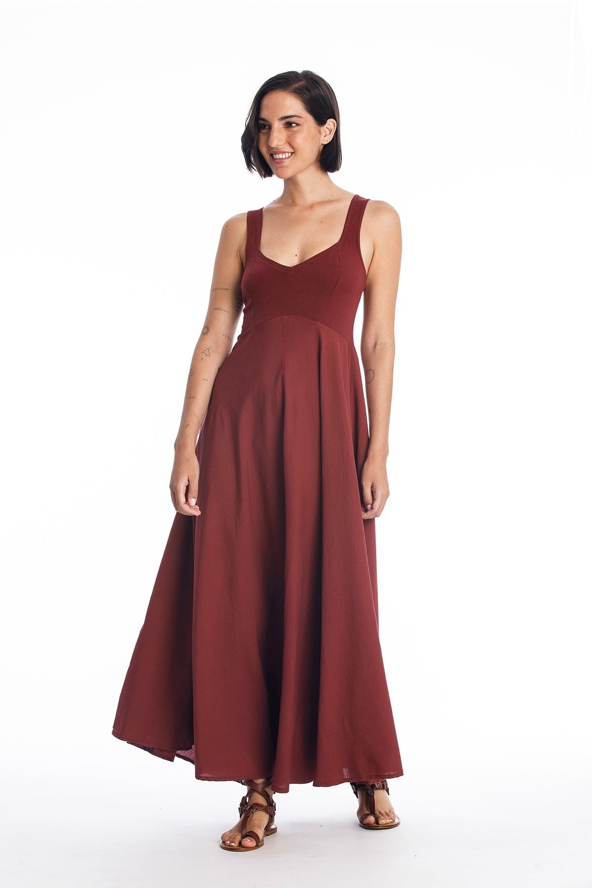 RAVENS VIEW IBIZA Damen vegan Kleid Madonna Dunkel Granat