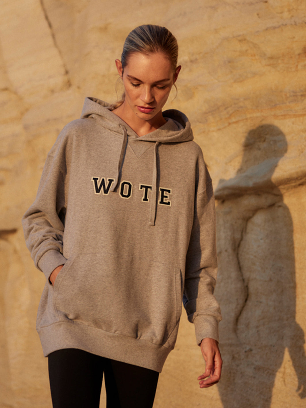 WOTE womens vegan Hoodie Logo Gray Melange