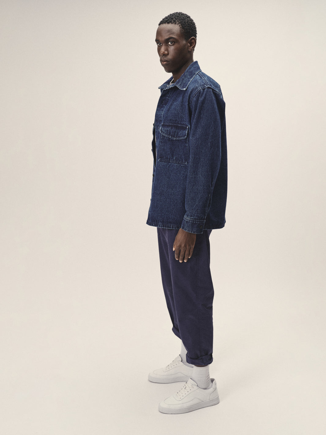 WOTE men vegan Denim Overshirt Indigo