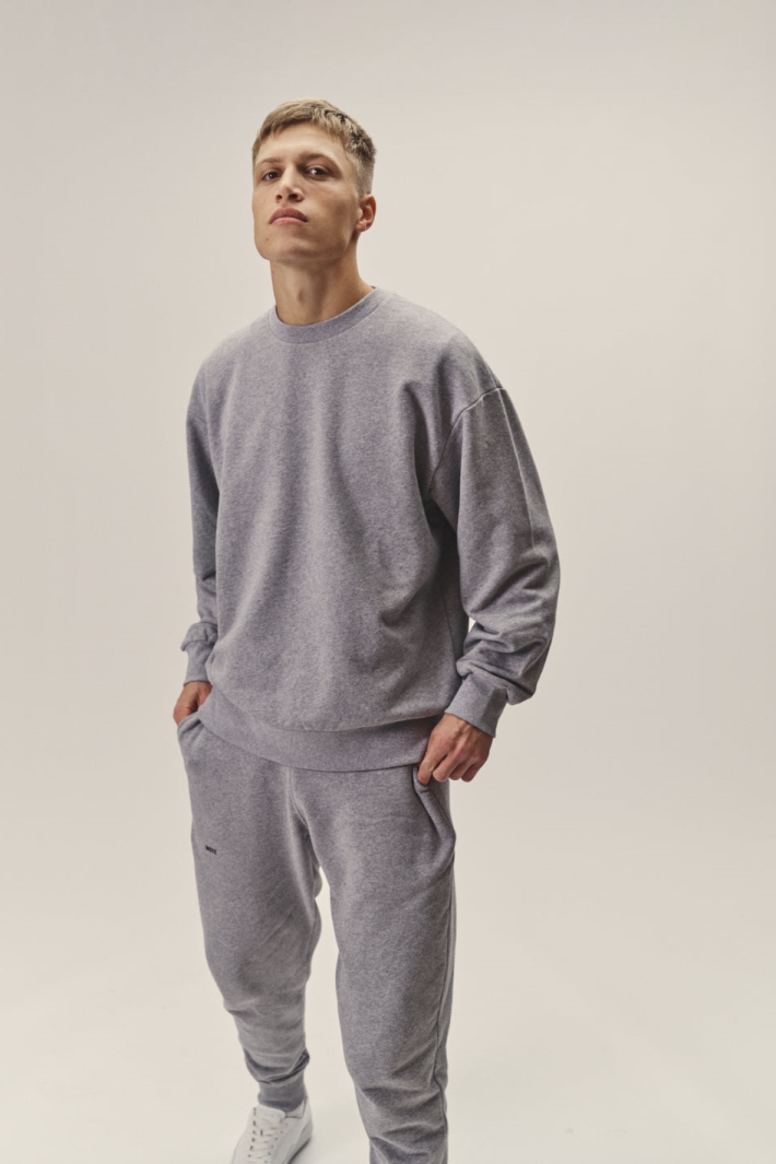 Image of WOTE mannen vegan Oversized Sweatshirt Grijs GemÃªleerd
